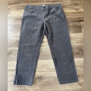 Woman Within Pants Gray Corduroy Straight Leg Petite Sz:16W Momcore Normcore